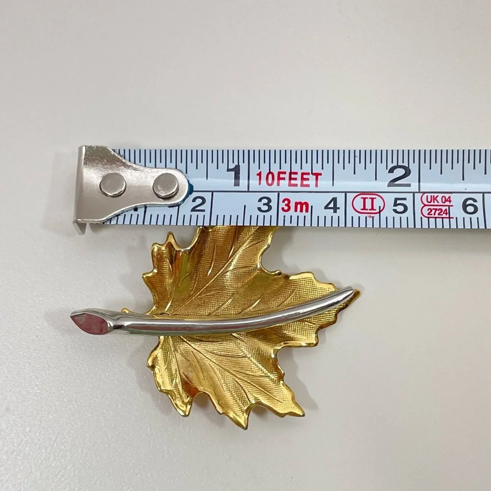 Vintage Mixed Metal Fall Autumn Leaf Boho Cottage Core Fairy Core Pin / Brooch